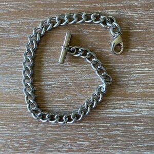 Ralph Lauren Silver Tone Chain Bracelet with T-Bar and Lobster Clasp